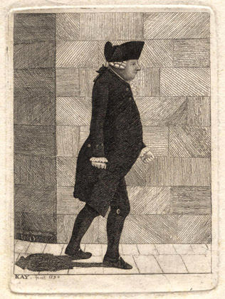 Contemporary caricature of Alexander Munro Secundus by Edinburgh Artist John Kay. © National Portrait Gallery, London
